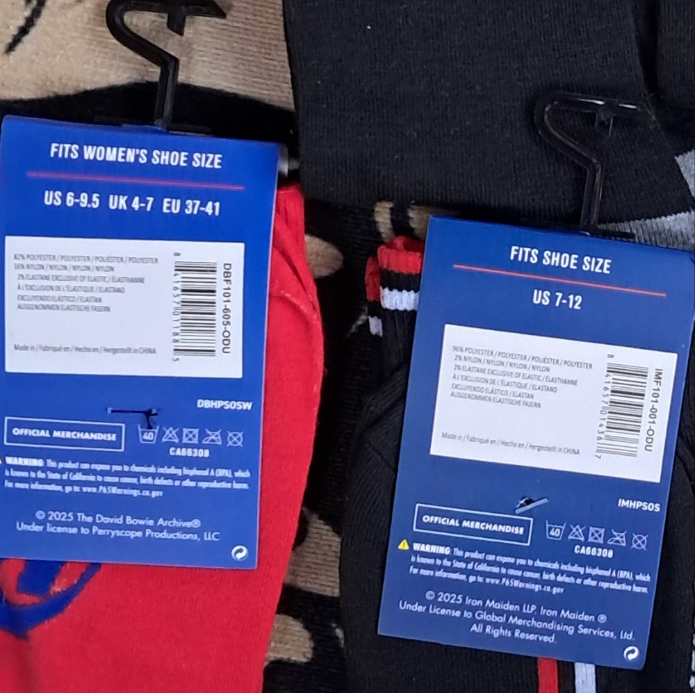 SOLD OUT! Pink Floyd Iron Maiden Bowie Unisex Socks - Picture 11 of 11